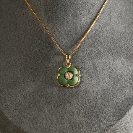 Lucky Clover Green Ceramic Necklace