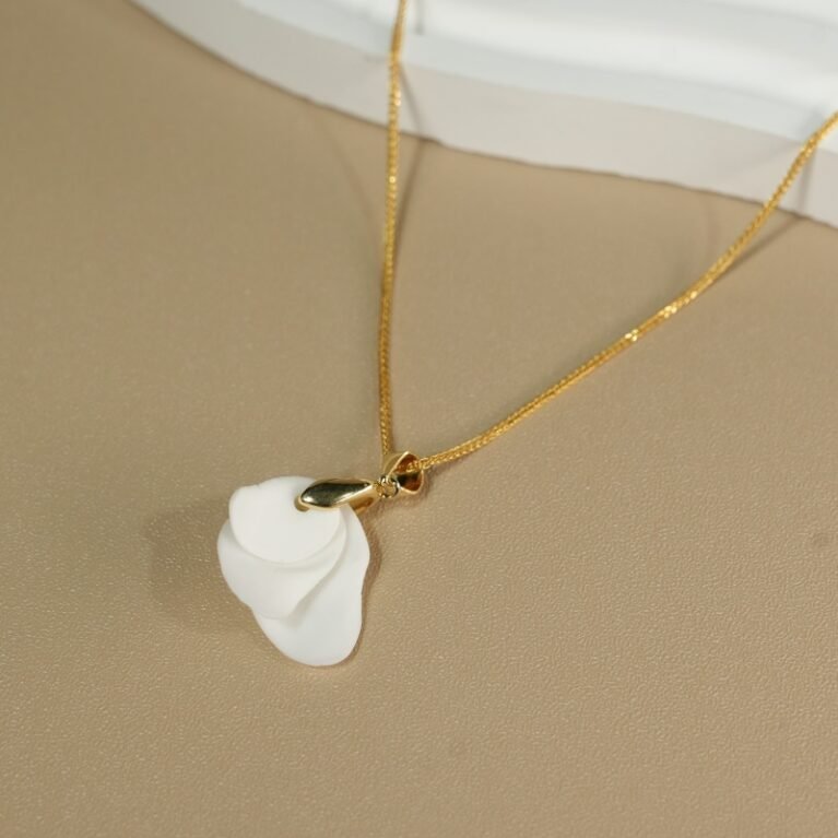 Handcrafted Magnolia White Ceramic Necklace