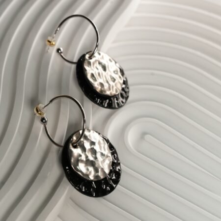 Hammered Double Disc Ceramic Earrings