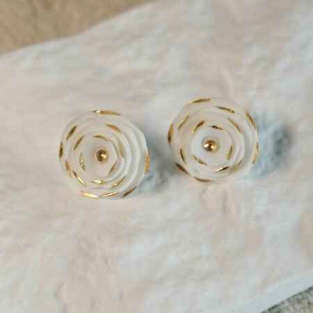 Handcrafted White Camellia  Ceramic Stud Earrings