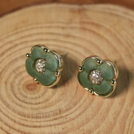 Lucky Clover Green Ceramic Stud Earrings